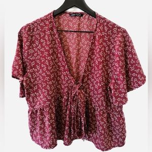 Shein floral blouse color red, Size XL, good condition.